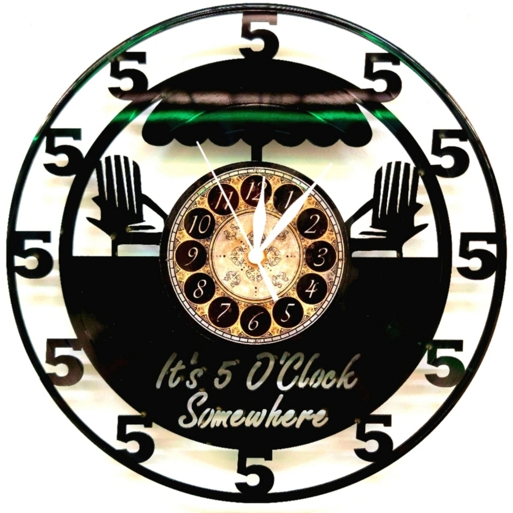 IT'S 5 O' CLOCK SOMEWHERE vinyl record clock